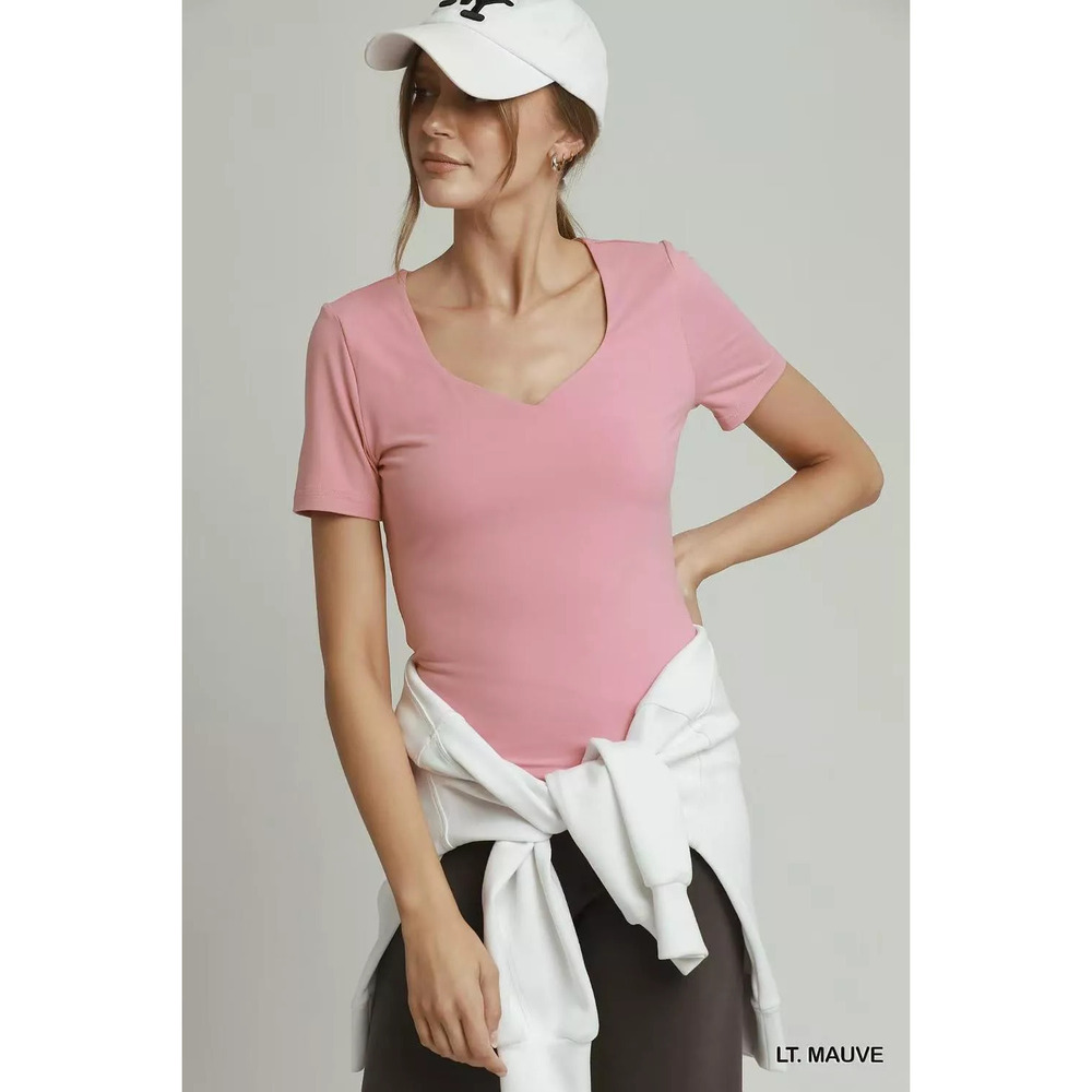 Umgee Sweetheart Neckline Front Double-Lined Top